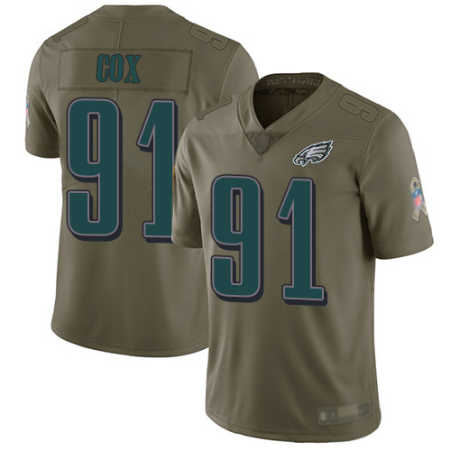 Men Philadelphia Eagles #91 Fletcher Cox Limited Olive 2017 Salute to Service Football NFL Jersey